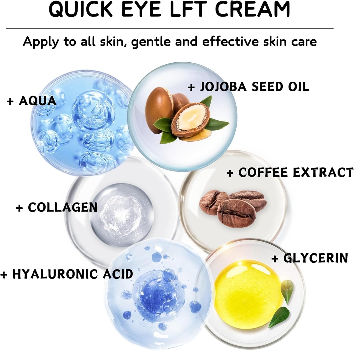 Eye Cream anti Aging - Jojoba Oil & Caffeine Eye Cream - Eye Cream for Dark Circles and Puffy Eyes